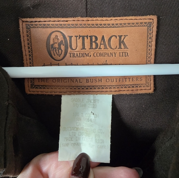 The Outback Trading Company Bush Ranger Saddle Jacket Brown Size S Oiled Vtg 90s - Picture 4 of 4